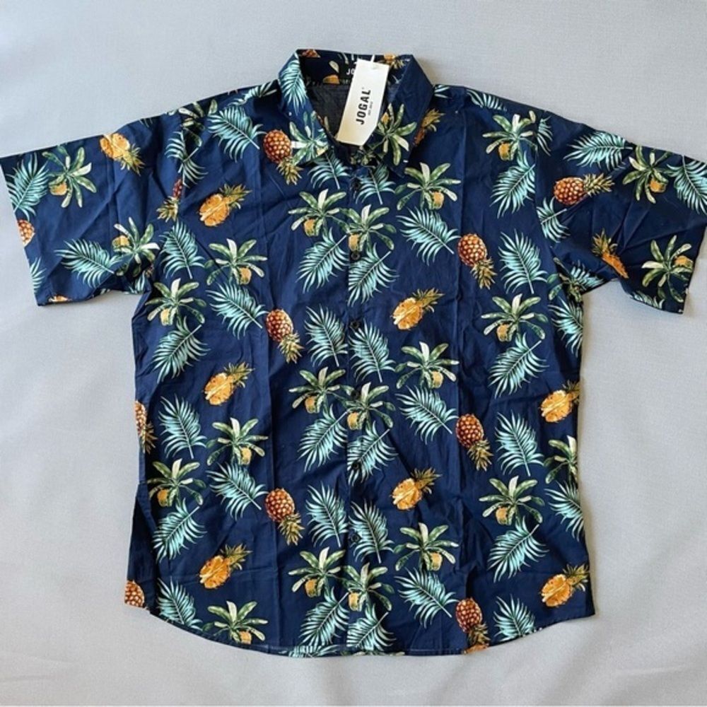 JOGAL Blue Pineapple Hawaiian Shirt NEW Men’s Size XL